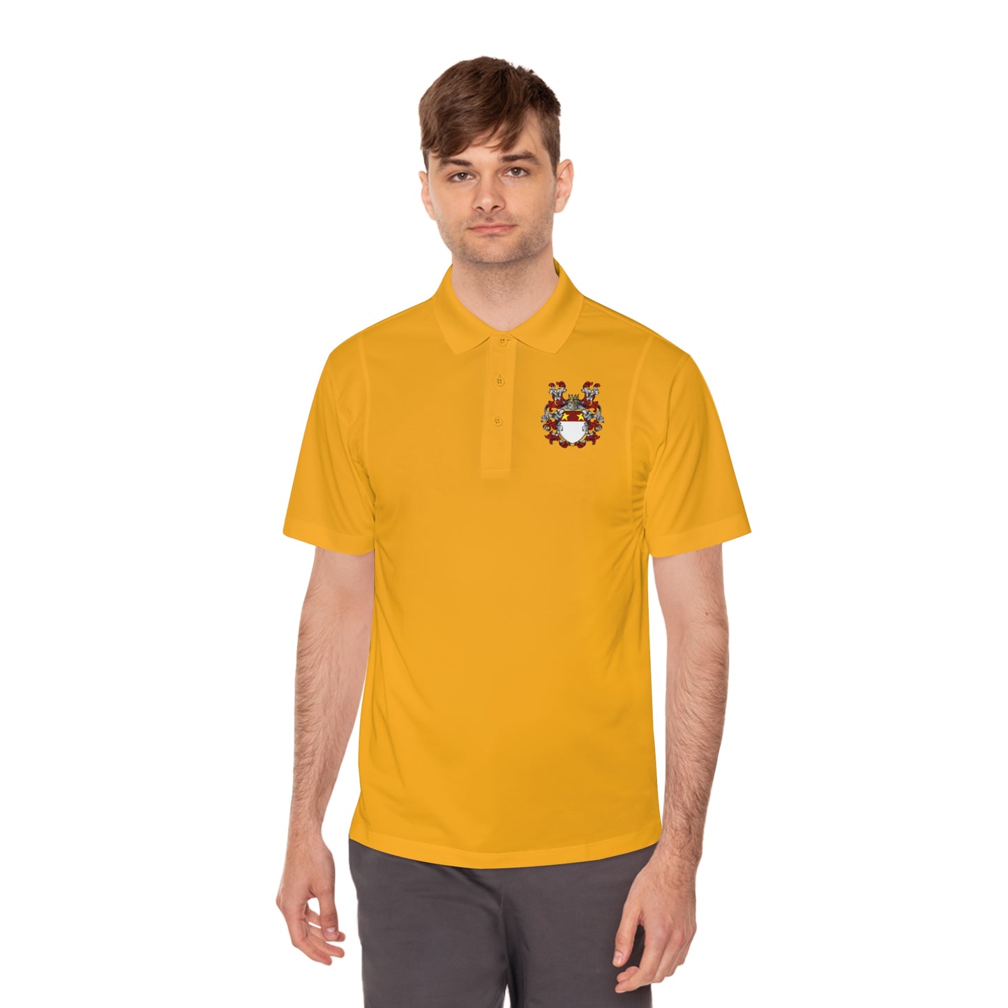 Men's Custom Sport Polo Shirt with Unique Crest Design, Casual Wear, Gift for Dad, Father’s Day, Sports Events, Summer Outing