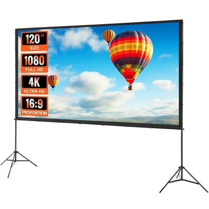 Portable Movie Screen with Stand™ – 120” Wrinkle-Free Indoor & Outdoor Viewing