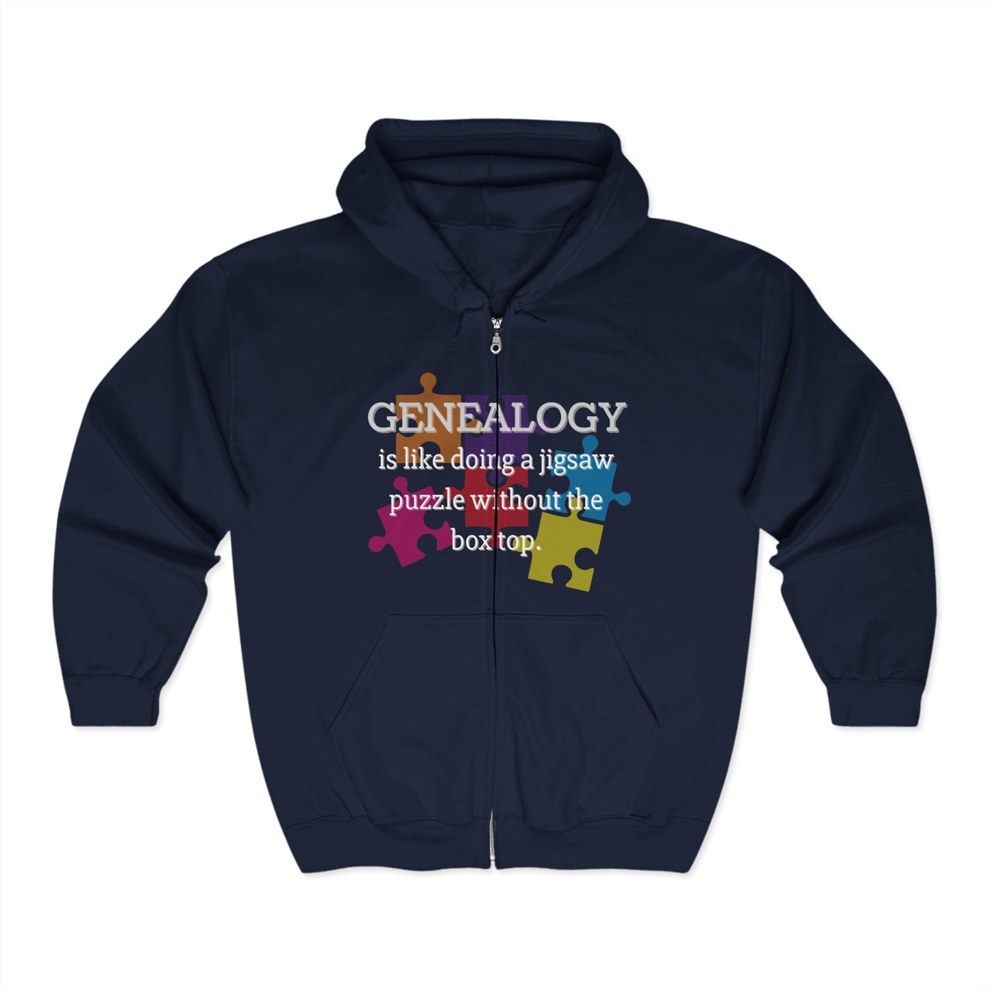 Jigsaw Puzzle Full Zip Hoodie,  History Sweatshirt, Personalized Family Hoodie, Custom Zip Up, Unisex Hooded Sweatshirt, Gift for Generations