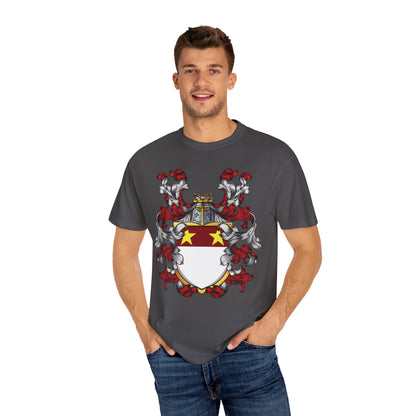 Personalized Heraldic Crest T-Shirt, Family Reunion Attire, Gift for Heritage Lovers, Unique Apparel for Celebrations