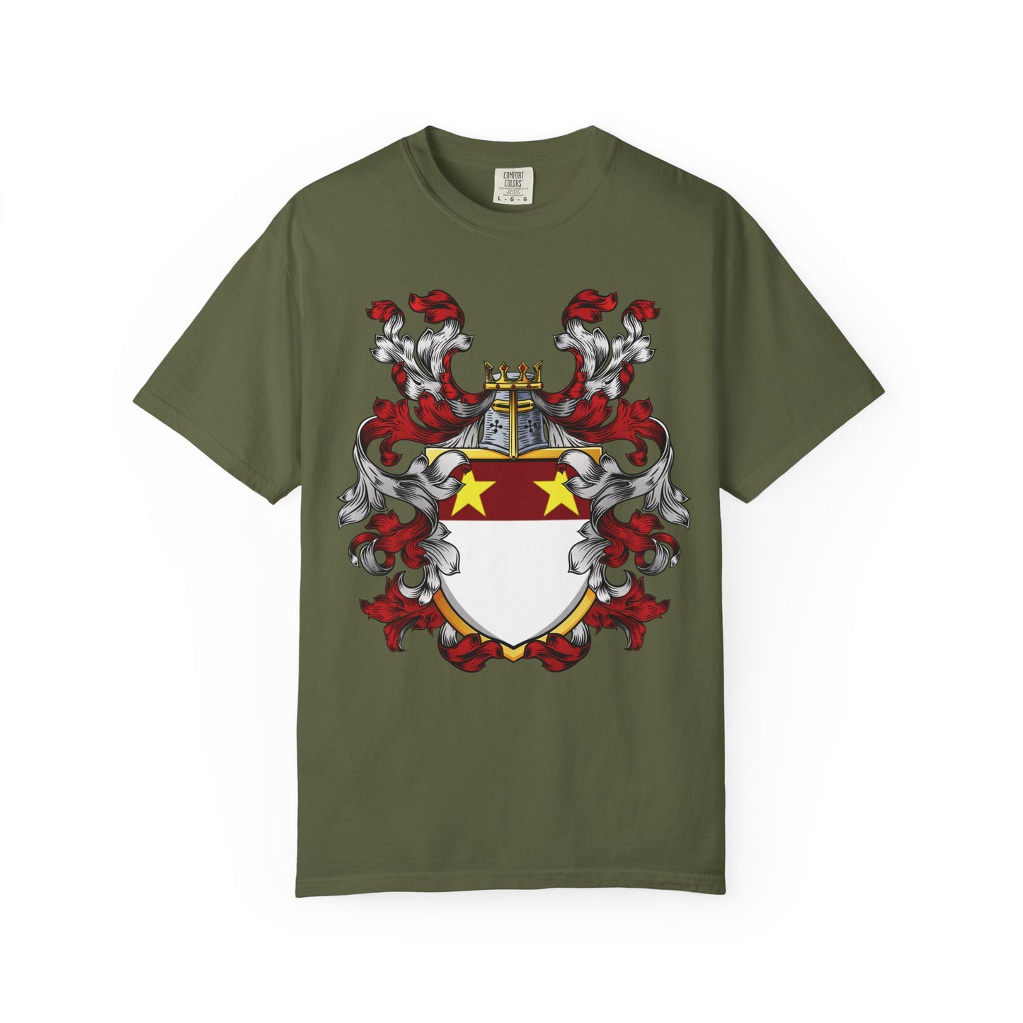 Personalized Heraldic Crest T-Shirt, Family Reunion Attire, Gift for Heritage Lovers, Unique Apparel for Celebrations