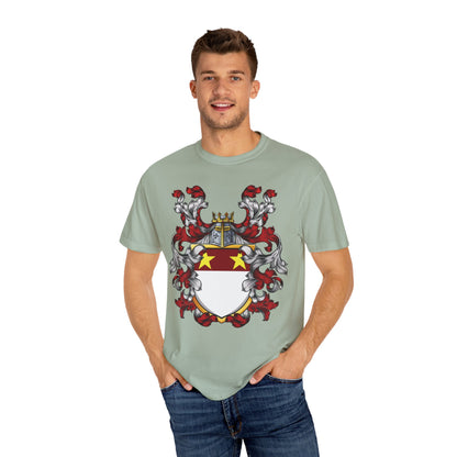 Personalized Heraldic Crest T-Shirt, Family Reunion Attire, Gift for Heritage Lovers, Unique Apparel for Celebrations