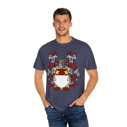 Personalized Heraldic Crest T-Shirt, Family Reunion Attire, Gift for Heritage Lovers, Unique Apparel for Celebrations