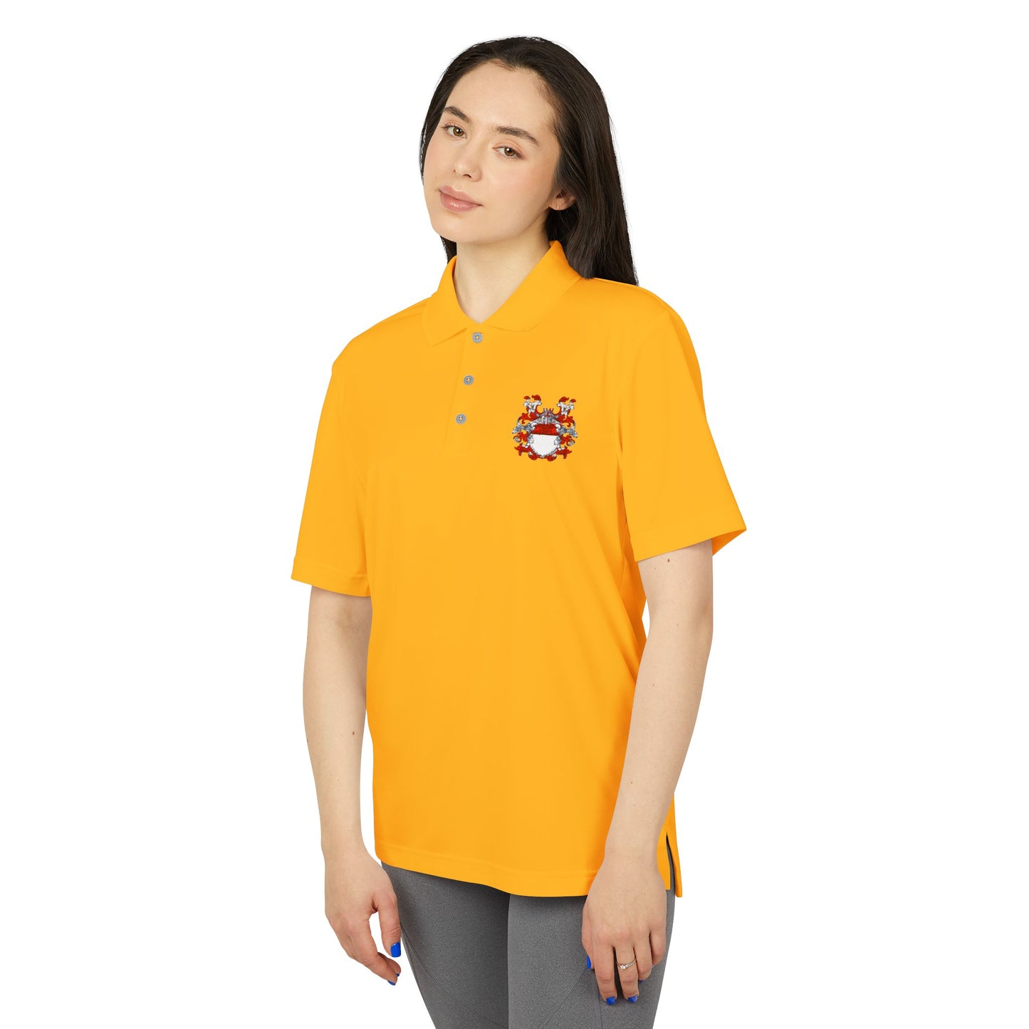 Unisex Performance Polo with Stylish Crest Design, Athletic Shirt for Sports & Everyday Wear, Perfect for Casual Outings, Gifts for Him, Her