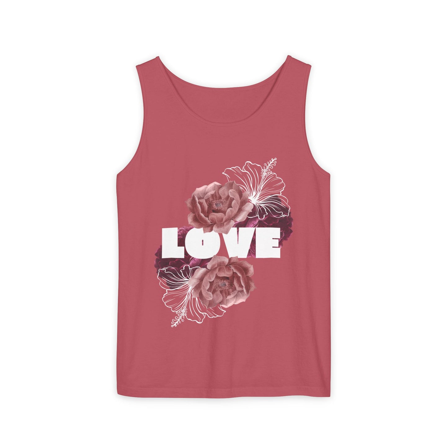 Love Floral Unisex Tank Top, Gift, Summer Apparel, Valentine's Day, Relaxed Fit, Casual Wear, Personalized Style