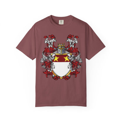 Personalized Heraldic Crest T-Shirt, Family Reunion Attire, Gift for Heritage Lovers, Unique Apparel for Celebrations