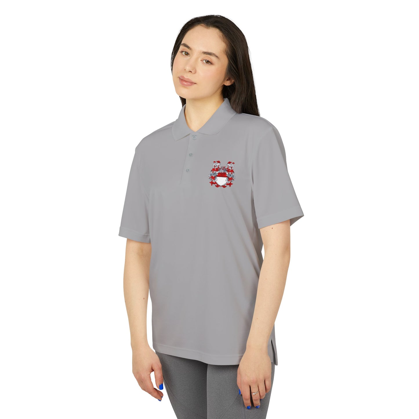 Unisex Performance Polo with Stylish Crest Design, Athletic Shirt for Sports & Everyday Wear, Perfect for Casual Outings, Gifts for Him, Her