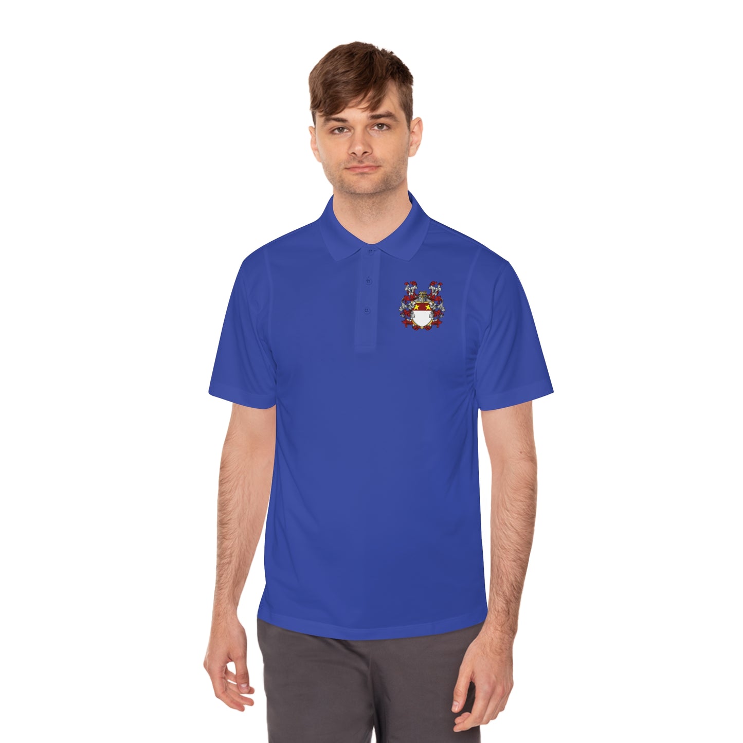 Men's Custom Sport Polo Shirt with Unique Crest Design, Casual Wear, Gift for Dad, Father’s Day, Sports Events, Summer Outing