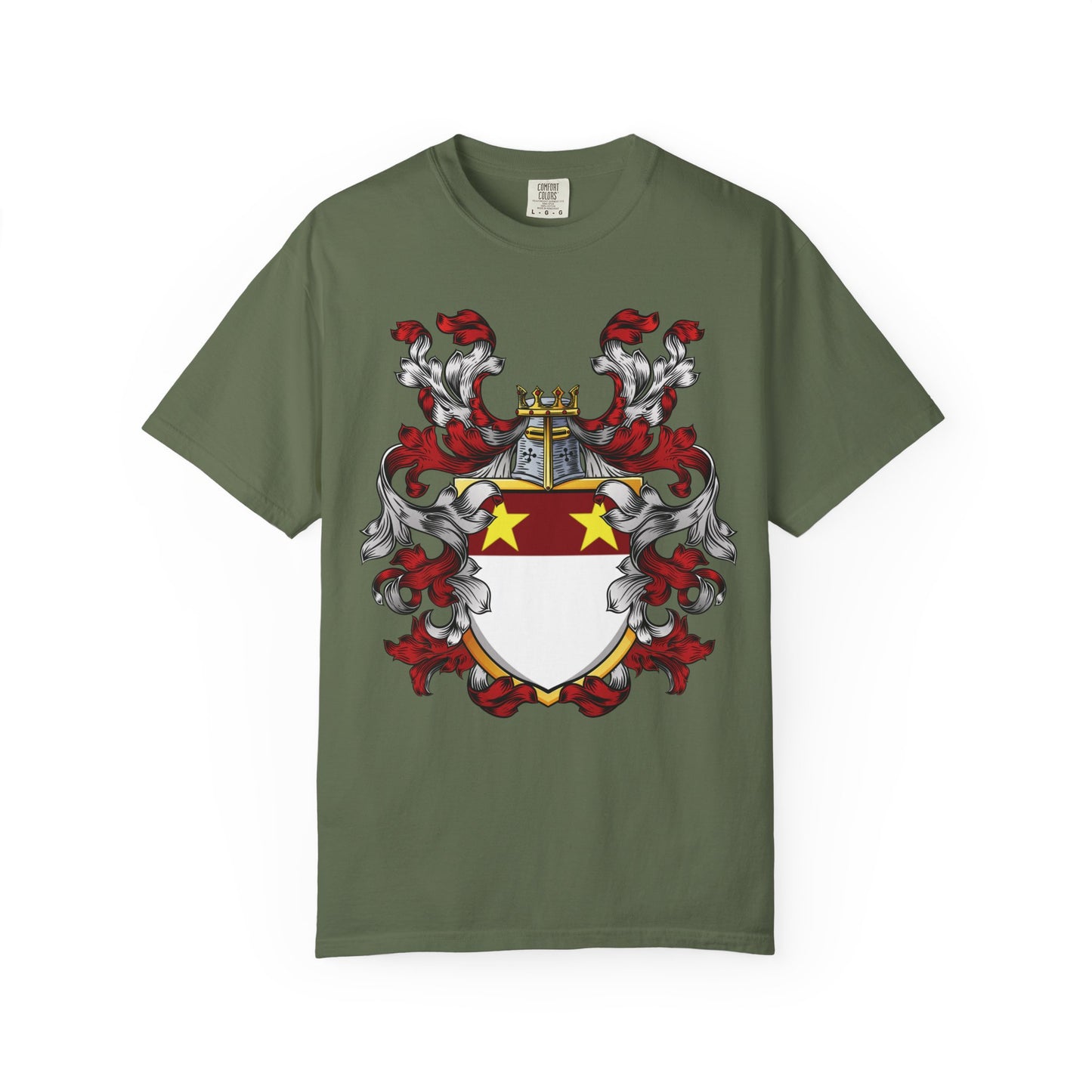 Personalized Heraldic Crest T-Shirt, Family Reunion Attire, Gift for Heritage Lovers, Unique Apparel for Celebrations