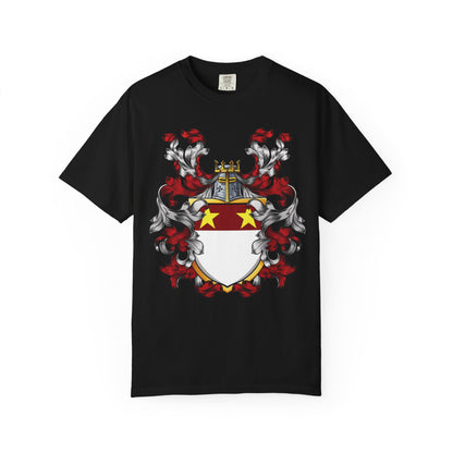 Personalized Heraldic Crest T-Shirt, Family Reunion Attire, Gift for Heritage Lovers, Unique Apparel for Celebrations