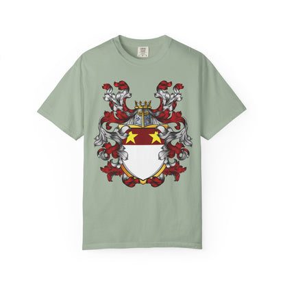 Personalized Heraldic Crest T-Shirt, Family Reunion Attire, Gift for Heritage Lovers, Unique Apparel for Celebrations