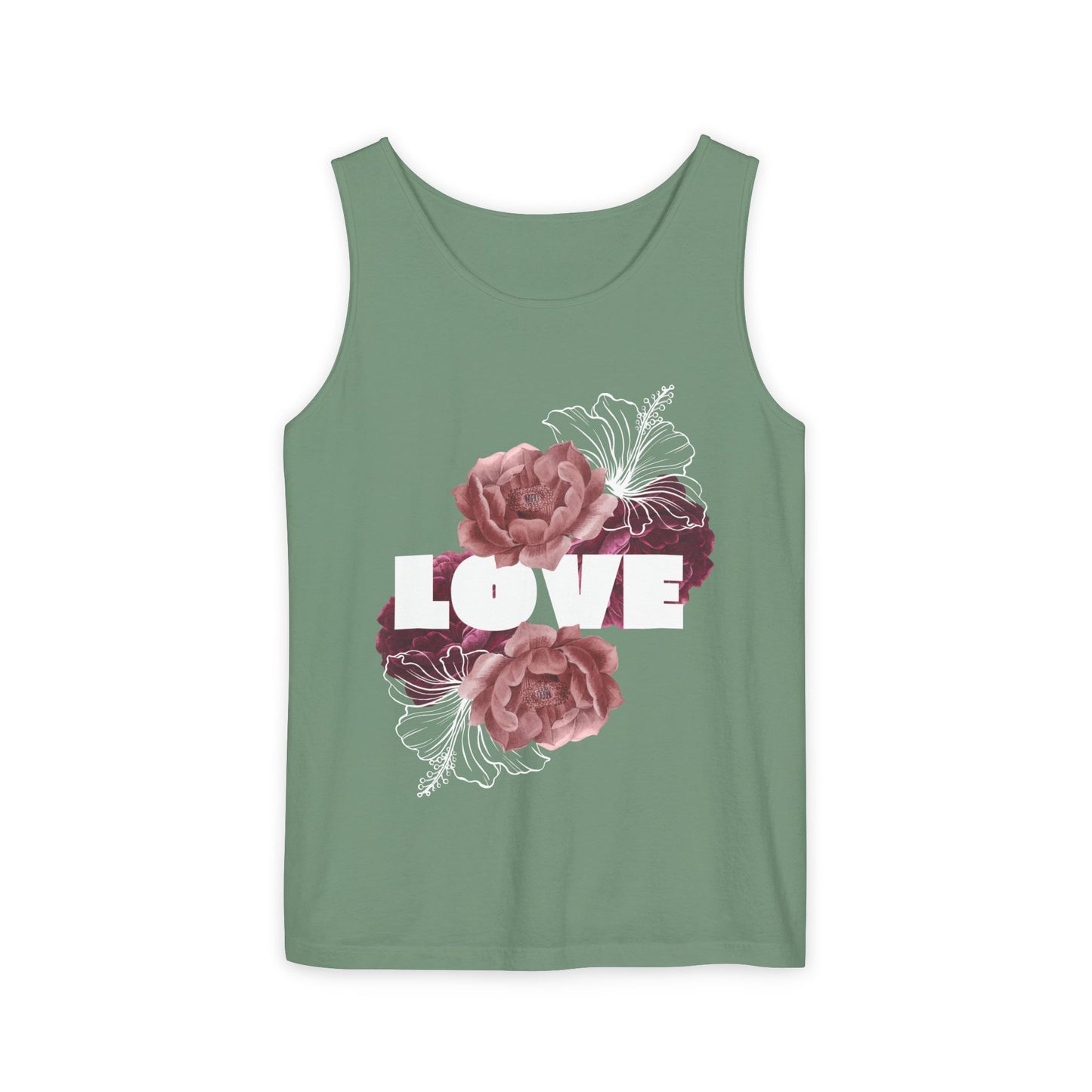 Love Floral Unisex Tank Top, Gift, Summer Apparel, Valentine's Day, Relaxed Fit, Casual Wear, Personalized Style