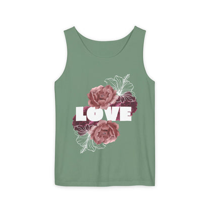 Love Floral Unisex Tank Top, Gift, Summer Apparel, Valentine's Day, Relaxed Fit, Casual Wear, Personalized Style