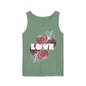 Love Floral Unisex Tank Top, Gift, Summer Apparel, Valentine's Day, Relaxed Fit, Casual Wear, Personalized Style