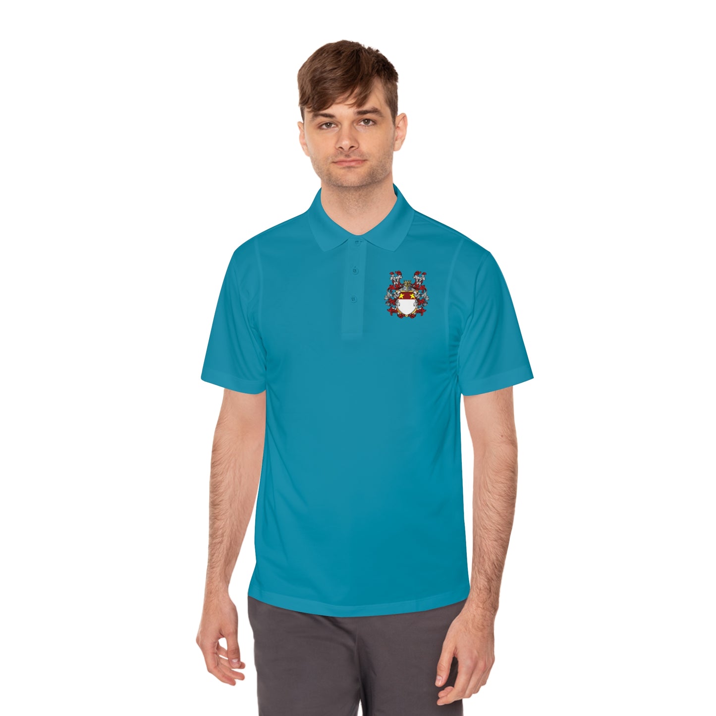 Men's Custom Sport Polo Shirt with Unique Crest Design, Casual Wear, Gift for Dad, Father’s Day, Sports Events, Summer Outing