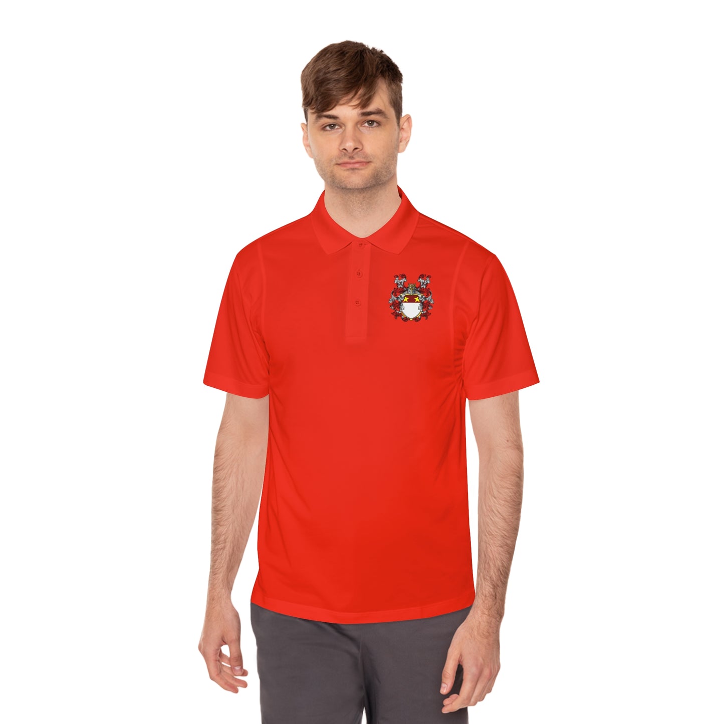 Men's Custom Sport Polo Shirt with Unique Crest Design, Casual Wear, Gift for Dad, Father’s Day, Sports Events, Summer Outing