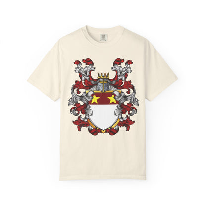 Personalized Heraldic Crest T-Shirt, Family Reunion Attire, Gift for Heritage Lovers, Unique Apparel for Celebrations