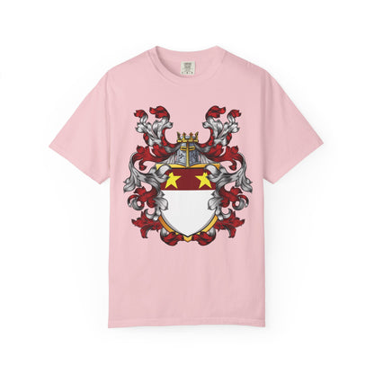 Personalized Heraldic Crest T-Shirt, Family Reunion Attire, Gift for Heritage Lovers, Unique Apparel for Celebrations