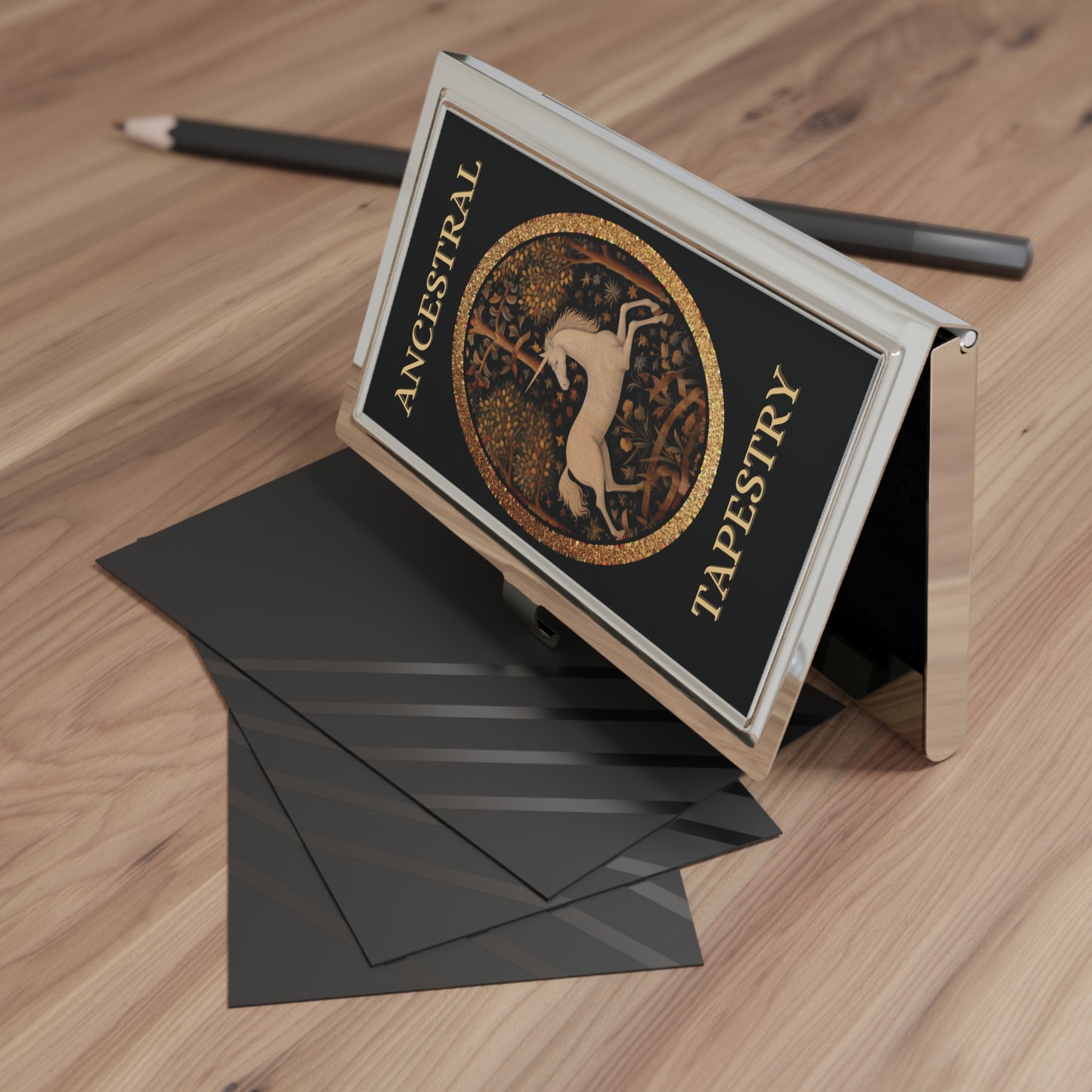 Business Card Holder — Ancestral Tapestry Deer Metal Card Case
