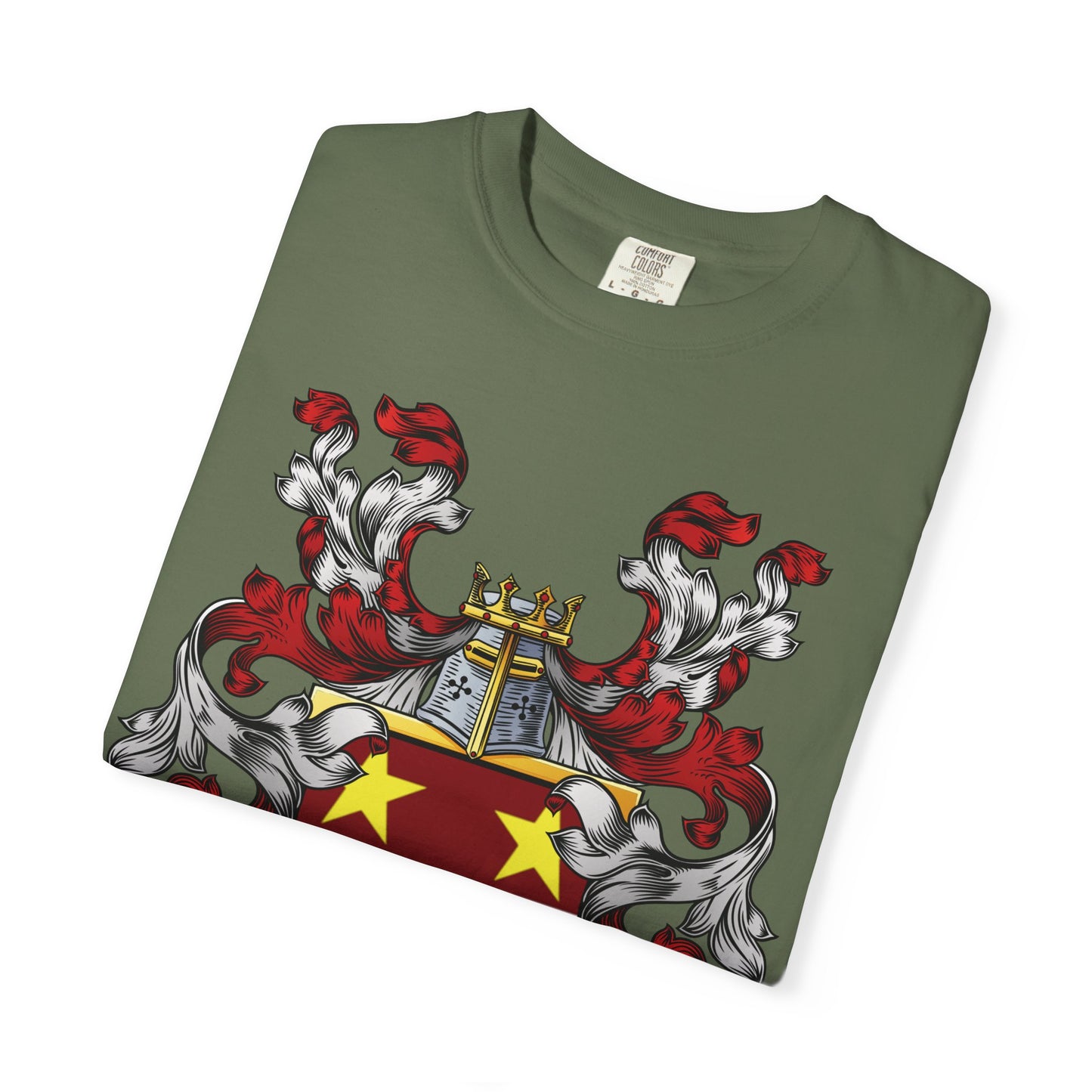 Personalized Heraldic Crest T-Shirt, Family Reunion Attire, Gift for Heritage Lovers, Unique Apparel for Celebrations