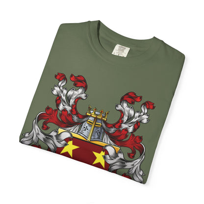 Personalized Heraldic Crest T-Shirt, Family Reunion Attire, Gift for Heritage Lovers, Unique Apparel for Celebrations