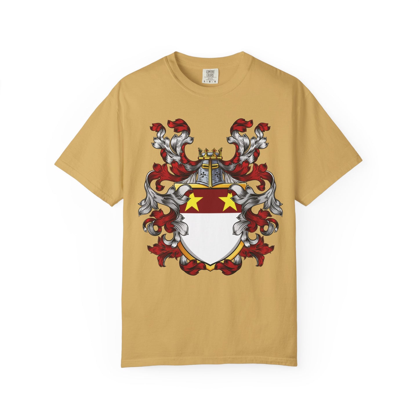 Personalized Heraldic Crest T-Shirt, Family Reunion Attire, Gift for Heritage Lovers, Unique Apparel for Celebrations