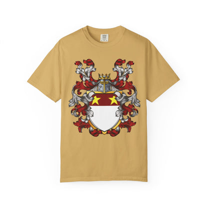 Personalized Heraldic Crest T-Shirt, Family Reunion Attire, Gift for Heritage Lovers, Unique Apparel for Celebrations