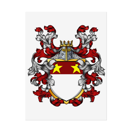 Custom St. John Family Heraldry Rolled Posters, Heritage Wall Art, Personalized Housewarming Gift, Unique Home Decor, Vintage Style Prints