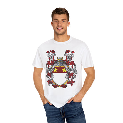 Personalized Heraldic Crest T-Shirt, Family Reunion Attire, Gift for Heritage Lovers, Unique Apparel for Celebrations