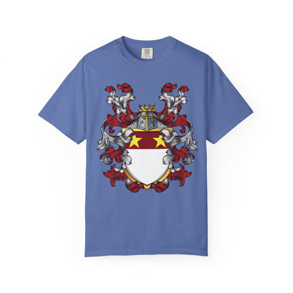 Personalized Heraldic Crest T-Shirt, Family Reunion Attire, Gift for Heritage Lovers, Unique Apparel for Celebrations