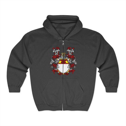 St.John Heraldry Full Zip Hoodie,  History Sweatshirt, Personalized Family Hoodie, Custom Zip Up, Unisex Hooded Sweatshirt, Gift for Generations