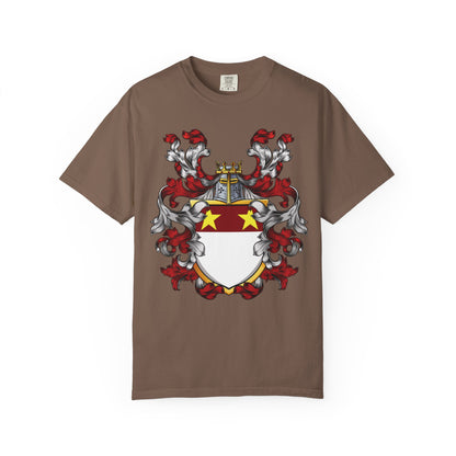 Personalized Heraldic Crest T-Shirt, Family Reunion Attire, Gift for Heritage Lovers, Unique Apparel for Celebrations