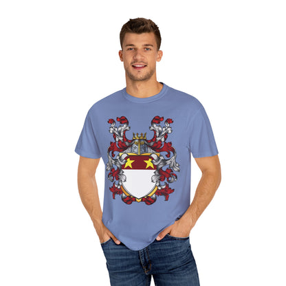 Personalized Heraldic Crest T-Shirt, Family Reunion Attire, Gift for Heritage Lovers, Unique Apparel for Celebrations