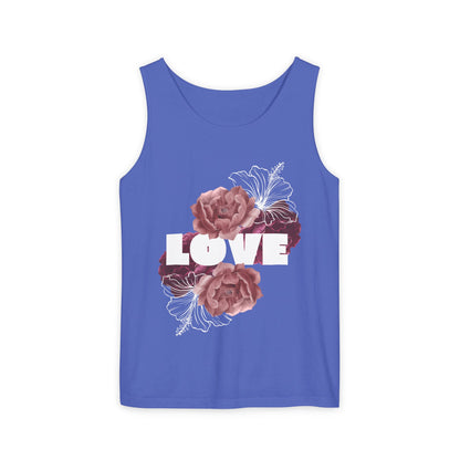Love Floral Unisex Tank Top, Gift, Summer Apparel, Valentine's Day, Relaxed Fit, Casual Wear, Personalized Style