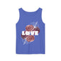 Love Floral Unisex Tank Top, Gift, Summer Apparel, Valentine's Day, Relaxed Fit, Casual Wear, Personalized Style