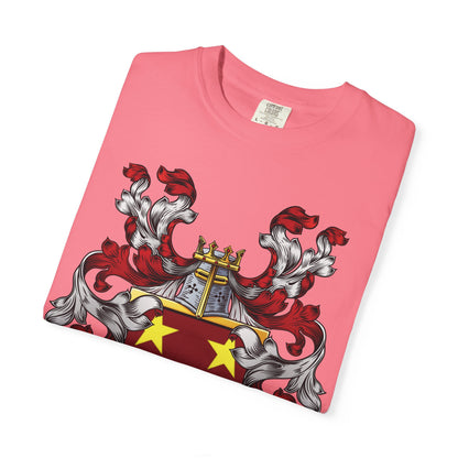 Personalized Heraldic Crest T-Shirt, Family Reunion Attire, Gift for Heritage Lovers, Unique Apparel for Celebrations