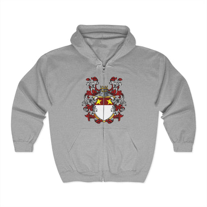 St.John Heraldry Full Zip Hoodie,  History Sweatshirt, Personalized Family Hoodie, Custom Zip Up, Unisex Hooded Sweatshirt, Gift for Generations
