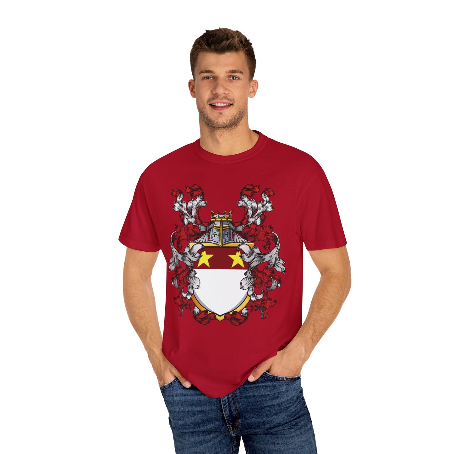 Personalized Heraldic Crest T-Shirt, Family Reunion Attire, Gift for Heritage Lovers, Unique Apparel for Celebrations