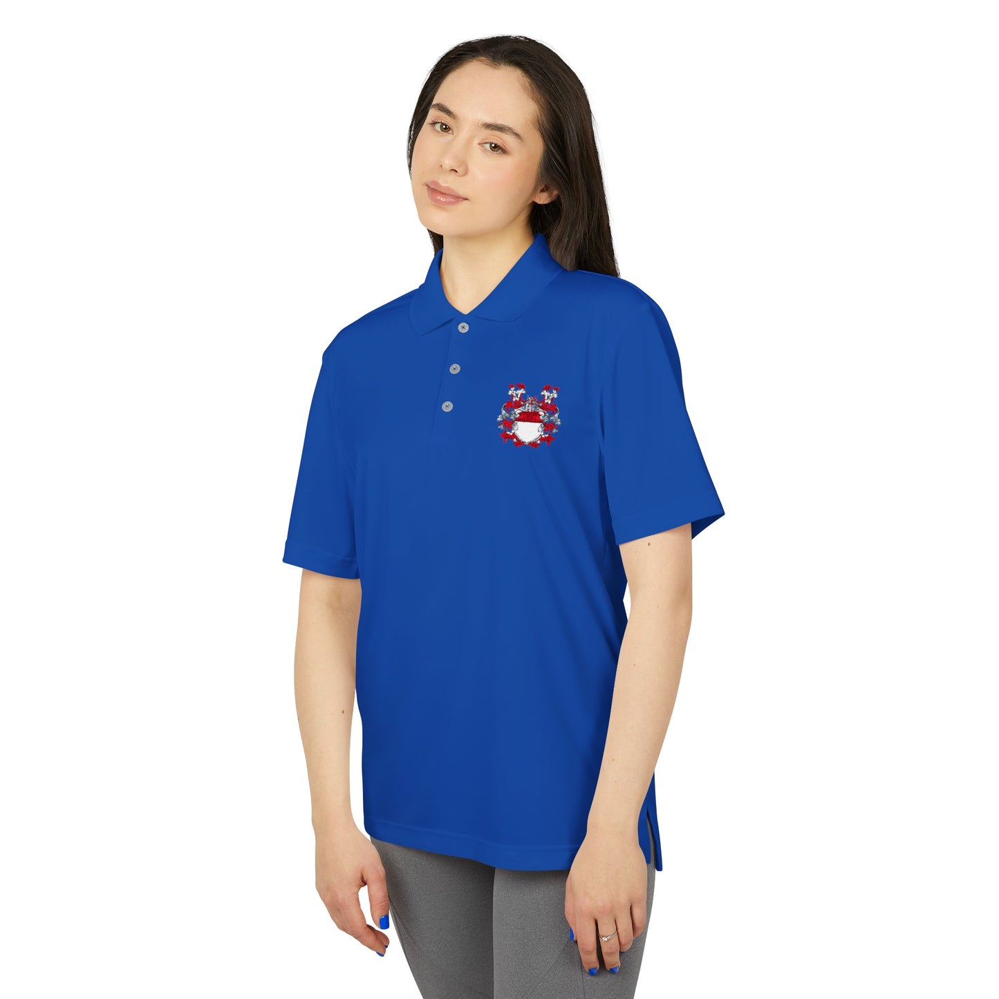 Unisex Performance Polo with Stylish Crest Design, Athletic Shirt for Sports & Everyday Wear, Perfect for Casual Outings, Gifts for Him, Her