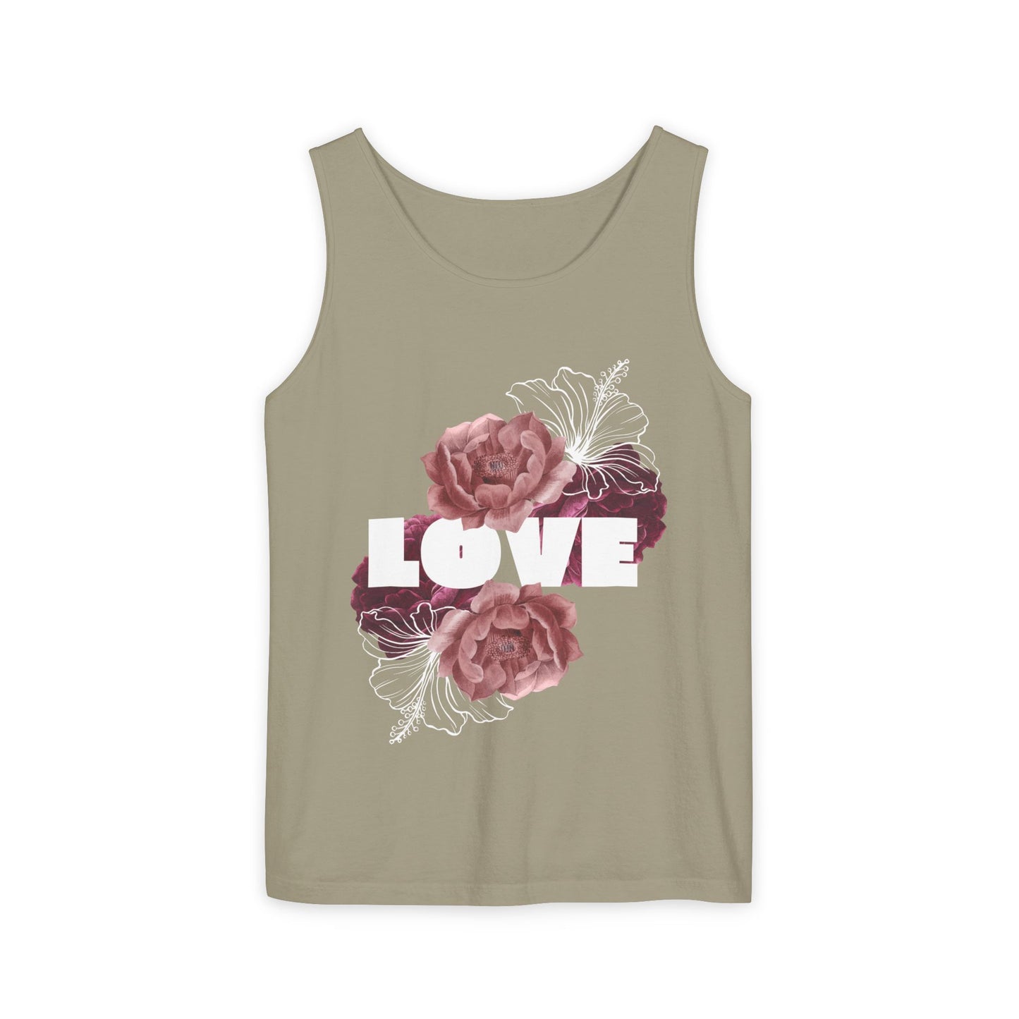 Love Floral Unisex Tank Top, Gift, Summer Apparel, Valentine's Day, Relaxed Fit, Casual Wear, Personalized Style