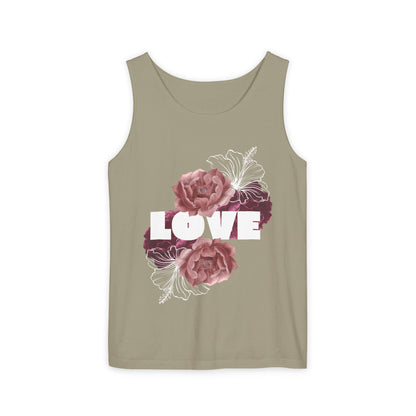 Love Floral Unisex Tank Top, Gift, Summer Apparel, Valentine's Day, Relaxed Fit, Casual Wear, Personalized Style
