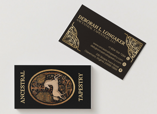 Ancestral Tapestry, LLC 2-sided Business Cards — Signature Client Series