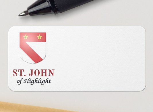 Pride in the Shield Heraldry Labels (sheet of 24 labels) | St. John of Highlight