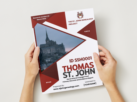 [PRE-ORDER] Generational Lineage Proof: ID SSH0001 Thomas St. John, Gentleman (1564-1625) | Master Anchor / Gateway