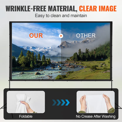 Portable Movie Screen with Stand™ – 120” Wrinkle-Free Indoor & Outdoor Viewing