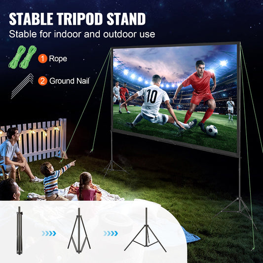 Portable Movie Screen with Stand™ – 120” Wrinkle-Free Indoor & Outdoor Viewing