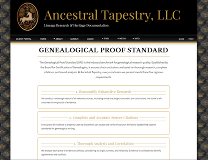 Ancestral Tapestry Website | Custom Page Change Request