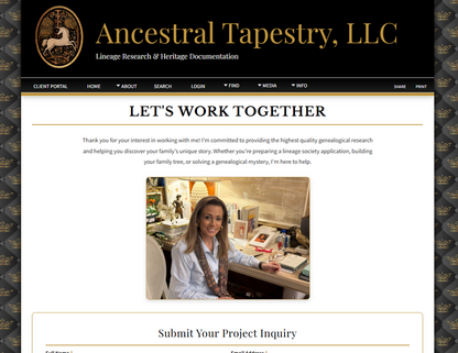 Ancestral Tapestry Website | Custom Page Change Request